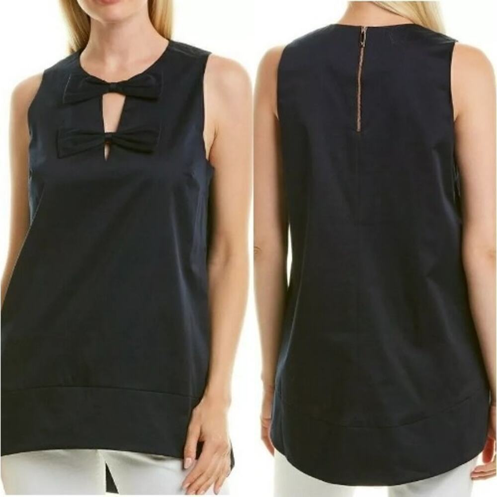 Ted Baker London Loocey Double Bow High Low A-Line Top Navy Size 1 (US S) NWT
